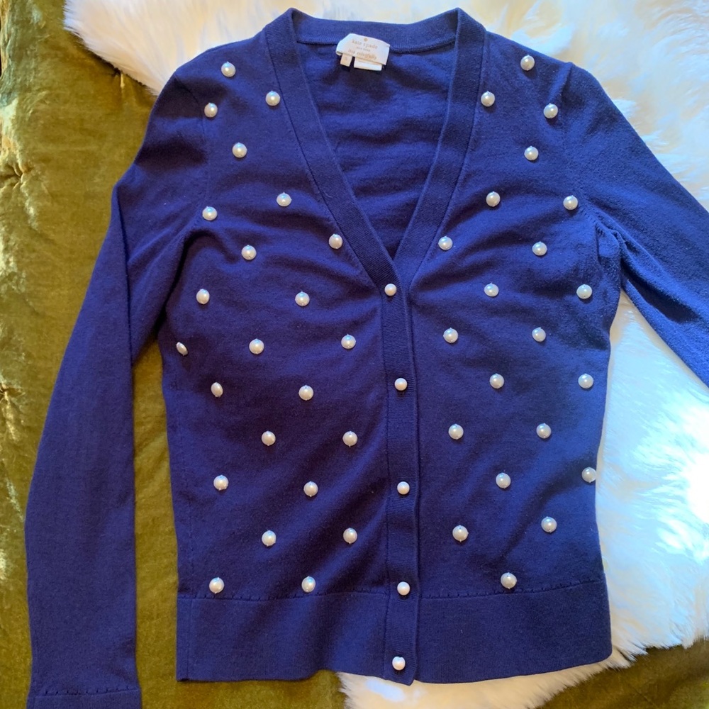 Kate Spade Galvin Pearl Navy Cardigan